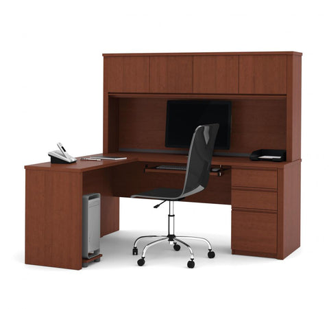 72W L-Shaped Desk with Pedestal and Hutch