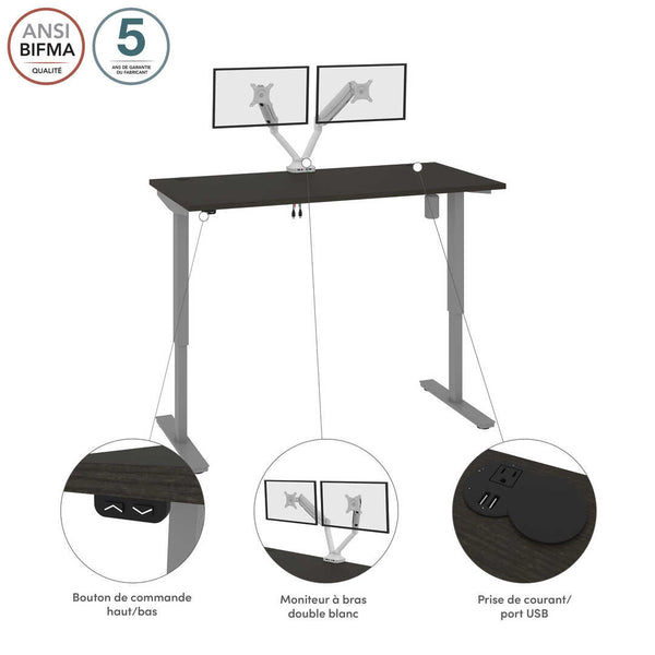 60W x 30D Standing Desk with Dual Monitor Arm