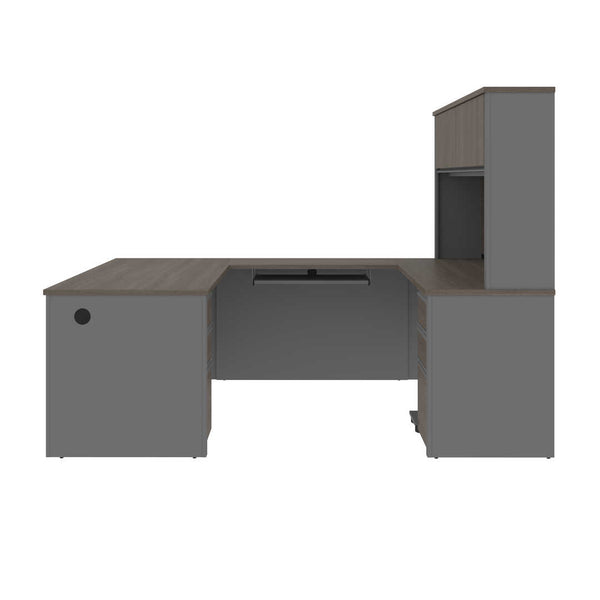 72W U-Shaped Executive Desk with 2 Pedestals and Hutch