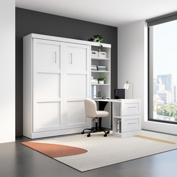 84W Full Size Murphy Bed with Pull-Out Desk