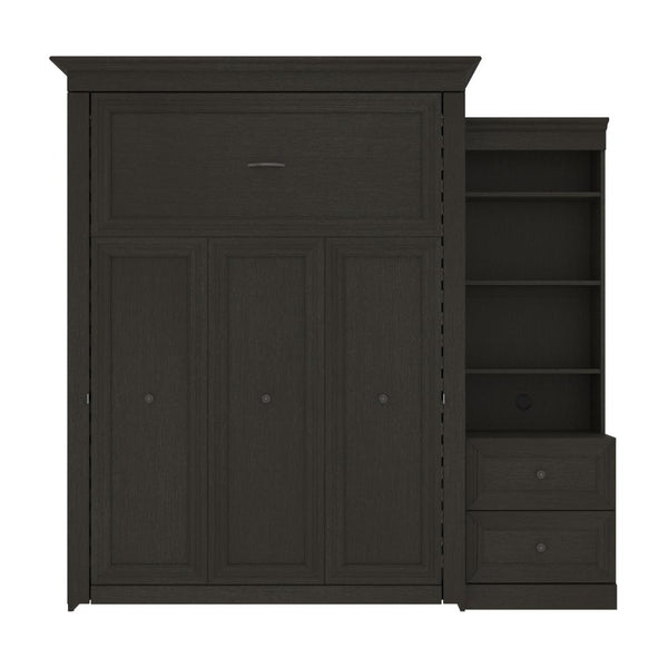 Queen Murphy Bed and Shelving Unit with 2 Drawers (92W)