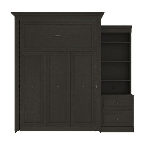 Queen Murphy Bed and Shelving Unit with 2 Drawers (92W)
