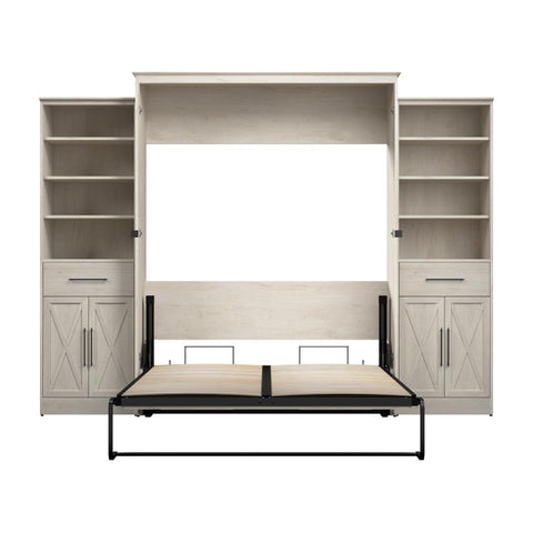 Queen Murphy Bed and Closet Organizers with Doors and Drawers (119W)