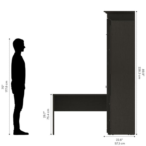 Queen Murphy Bed and 1 Storage Unit with Mobile Nightstand and Desk (118”)