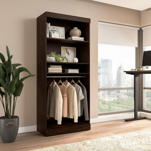 Contemporary Closet System with Shelves & Clothing Rods, 36W x 19D