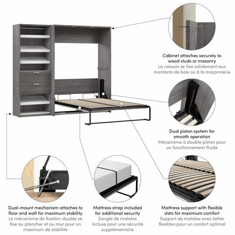 Full Murphy Bed with Closet Organizer (89W)