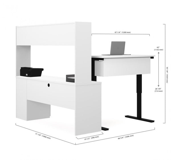2-Piece set including a standing desk and a desk with hutch