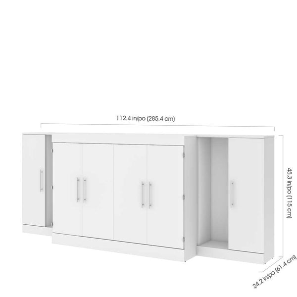 3-Piece Set Including One Full Cabinet Bed with Mattress and Two 26″ Storages Unit for Cabinet Beds