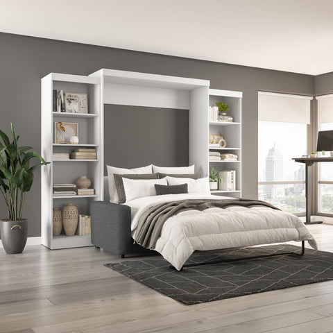 Queen Murphy Bed with Sofa and Shelving Units (115W)