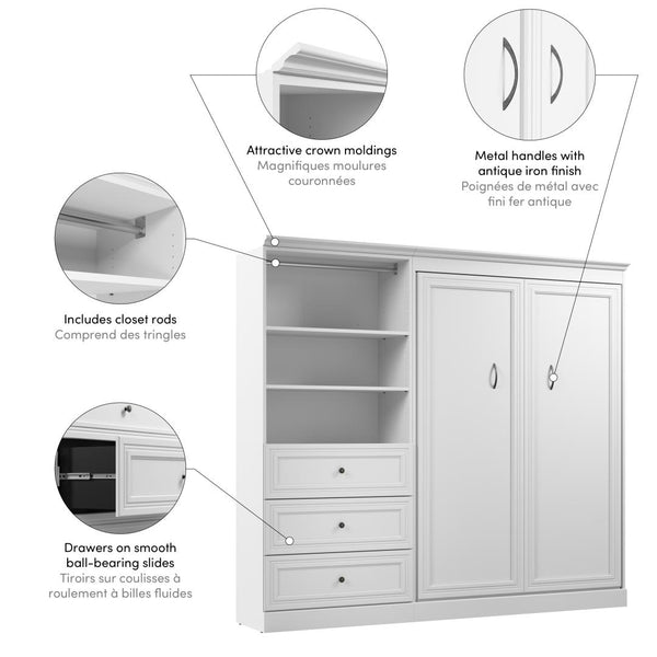 Full Murphy Bed and Closet Organizer with Drawers (95W)