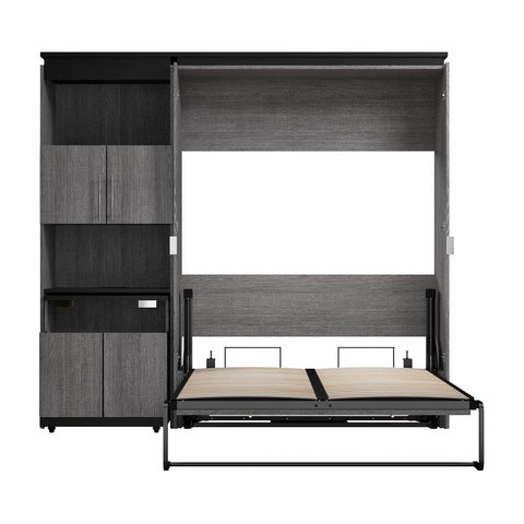 Full Murphy Bed with Storage Cabinet and Fold-Out Desk (91W)
