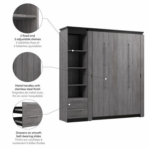 Full Murphy Bed with Shelves and Drawers (81W)