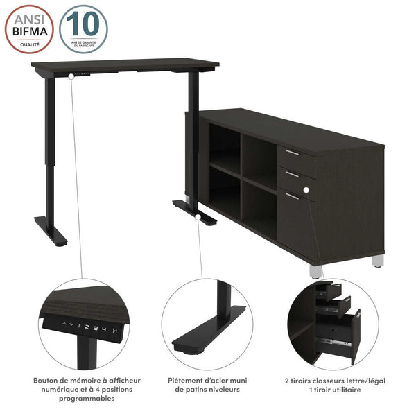 72W L-Shaped Standing Desk