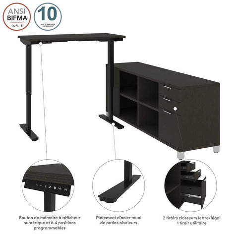 72W L-Shaped Standing Desk
