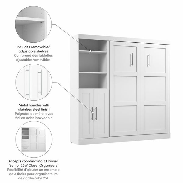 Full Murphy Bed and Closet Organizer with Doors (84W)