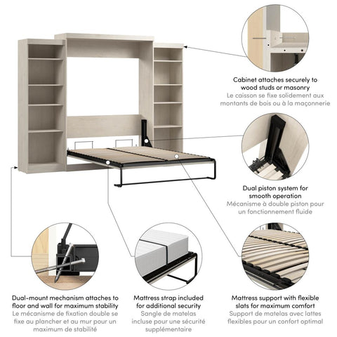 Queen Murphy Bed and 2 Shelving Units (115W)