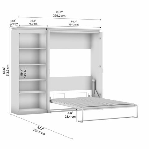 Full Murphy Bed with Shelves (91W)