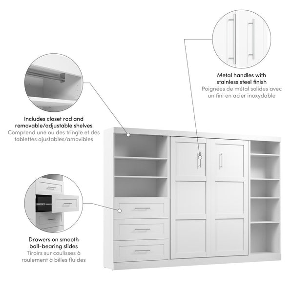 Full Murphy Bed with Shelving and Drawers (120W)