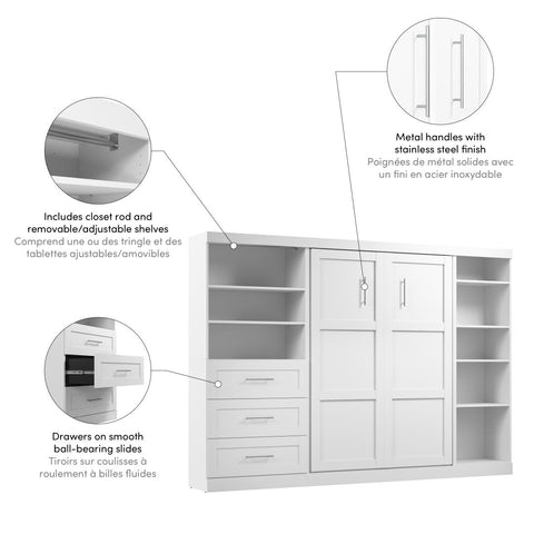 Full Murphy Bed with Shelving and Drawers (120W)