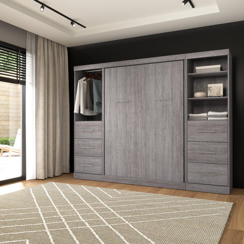 Full Murphy Bed and 2 Closet Organizers with Drawers (109W)