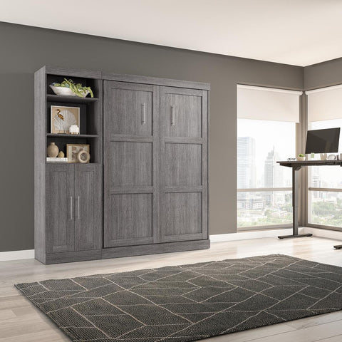 Full Murphy Bed and Closet Organizer with Doors (84W)