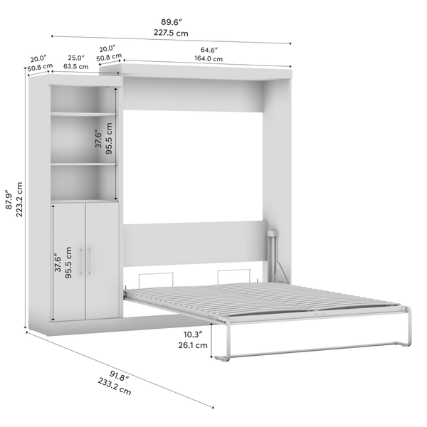Queen Murphy Bed with Closet Organizer with Doors (90W)
