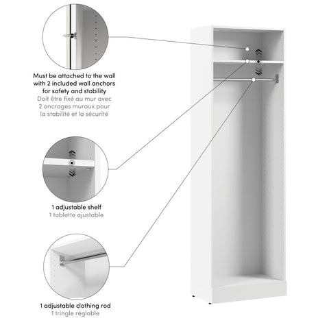Modular Hanging Closet System with Shelf & Clothing Rod, 25W x 16D