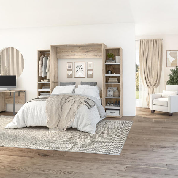 Queen Murphy Bed with 2 Narrow Closet Organizers (105W)