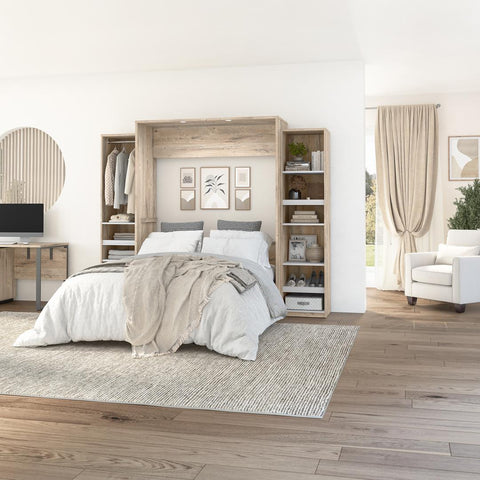 Queen Murphy Bed with 2 Narrow Closet Organizers (105W)