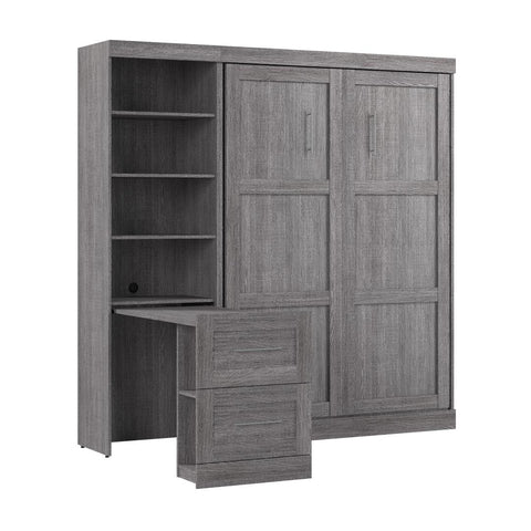 84W Full Size Murphy Bed with Pull-Out Desk