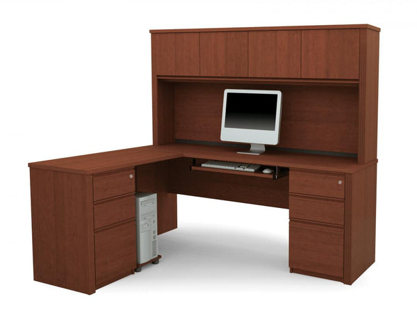 L-Shaped Desk with Hutch and Two Assembled Pedestals