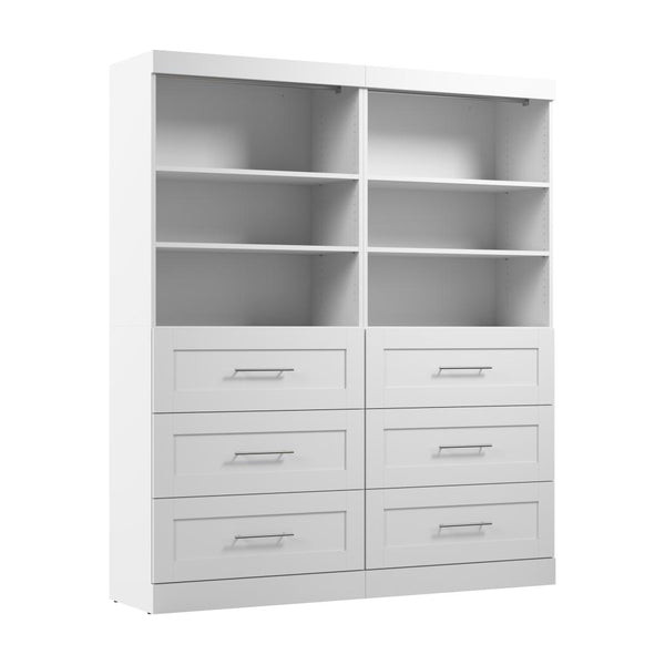 Contemporary Closet System with Shelves, Drawers & Clothing Rods, 72W x 19D