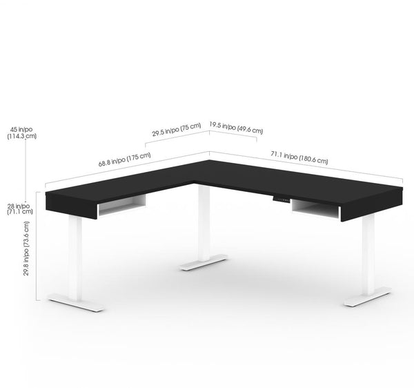 72W L-Shaped Height Adjustable Workstation
