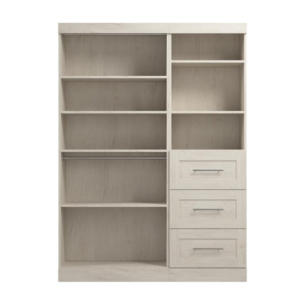 Contemporary Closet System with Shelves, Drawers & Clothing Rods, 61W x 19D