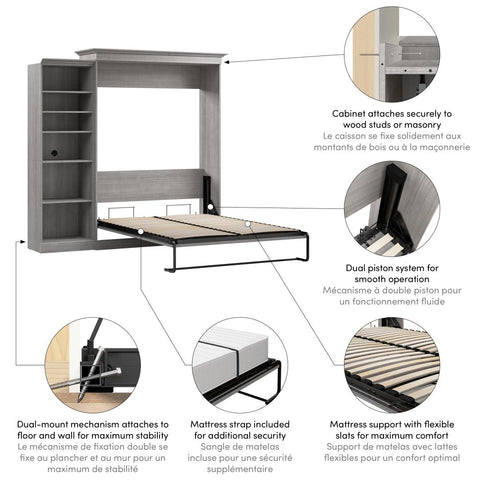 Queen Murphy Bed with Closet Organizer (92W)