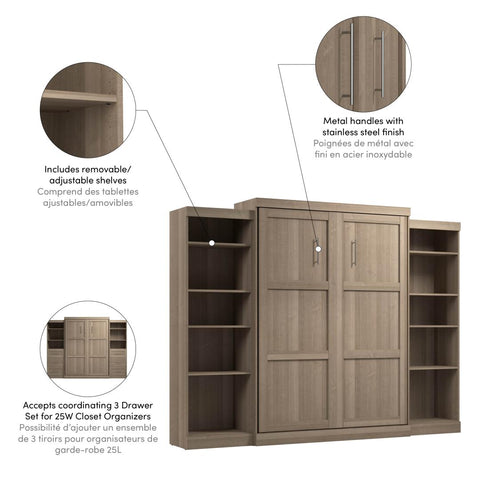 Queen Murphy Bed and 2 Shelving Units (115W)