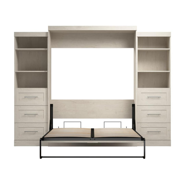 Queen Murphy Bed and 2 Shelving Units with Drawers (115W)