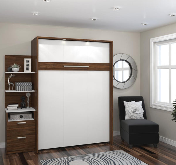 Full Murphy Bed with Nightstand and Floating Shelves (79W)