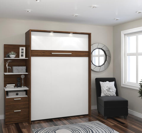 Full Murphy Bed with Nightstand and Floating Shelves (79W)