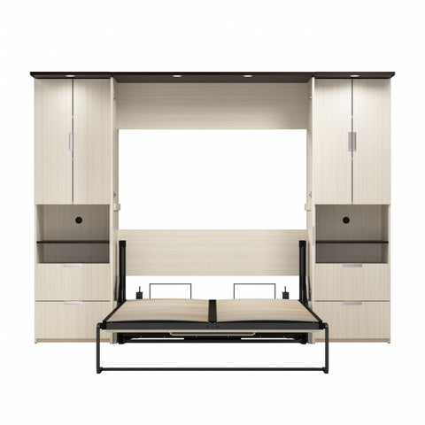 107W Full Murphy Bed with Desk and 2 Storage Cabinets