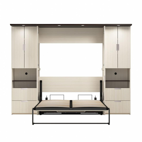 107W Full Murphy Bed with Desk and 2 Storage Cabinets