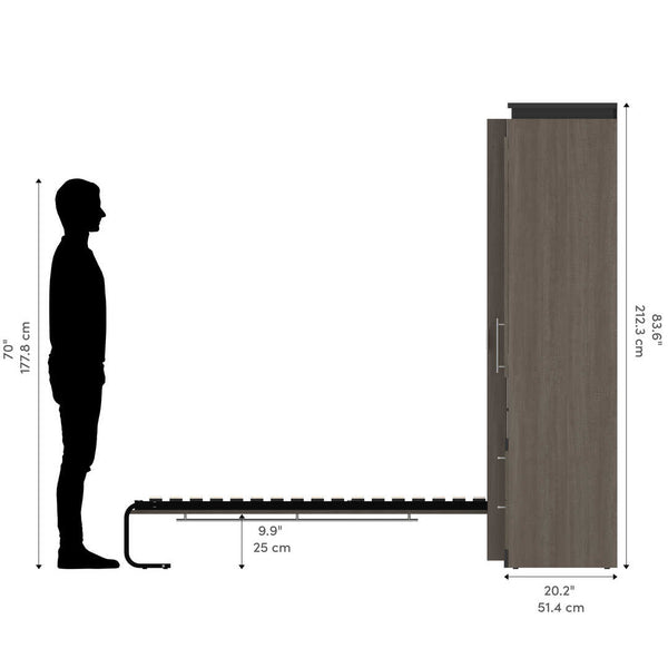 Full Murphy Bed and Narrow Storage Solutions with Drawers (99W)
