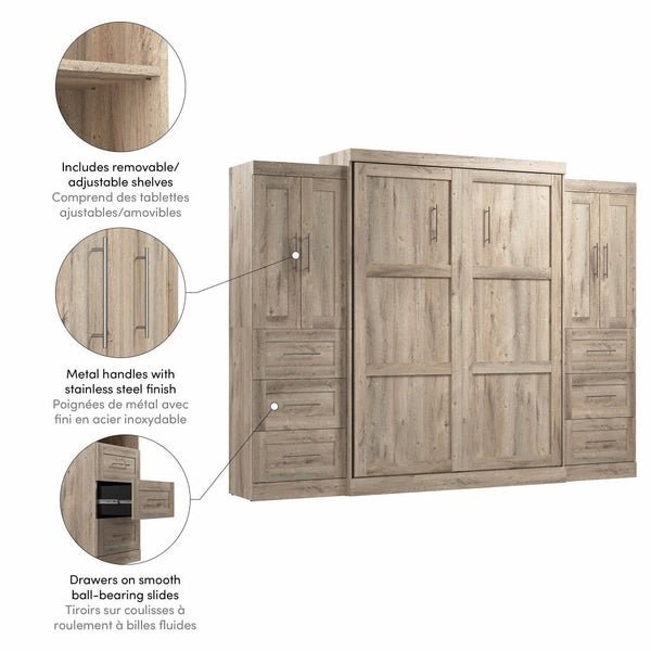 Queen Murphy Bed with Closet Storage Cabinets (115W)