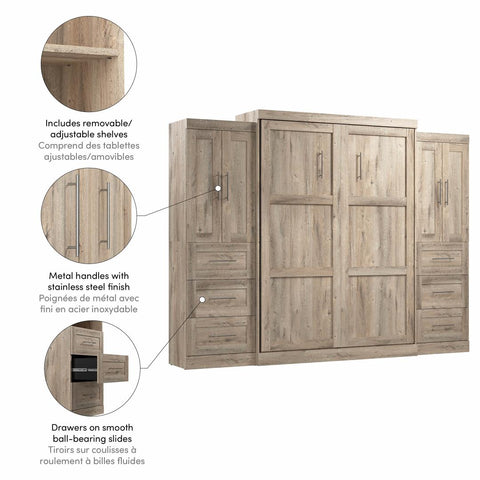 Queen Murphy Bed with Closet Storage Cabinets (115W)