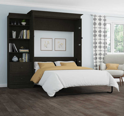 Full Murphy Bed and Shelving Unit with 2 Drawers (84W)