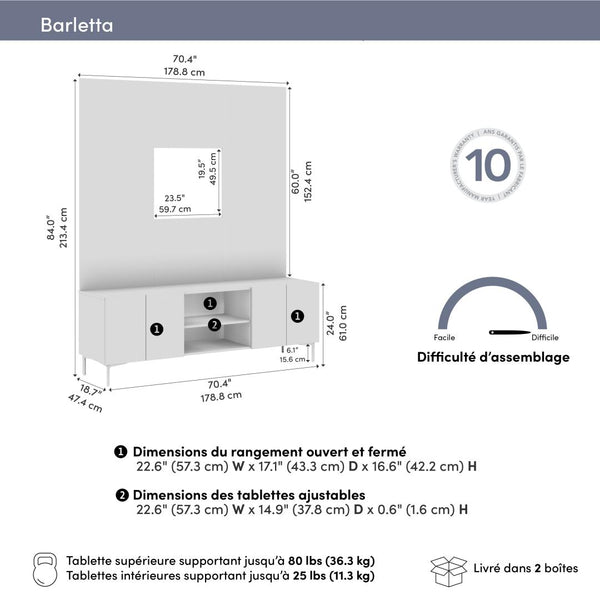 71W Modular Entertainment Center with TV Stand and Small Wall Panel