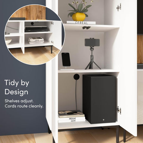 141W Modular Entertainment Center with TV Stand, Storage Cabinet, and Tall Storage Cabinets