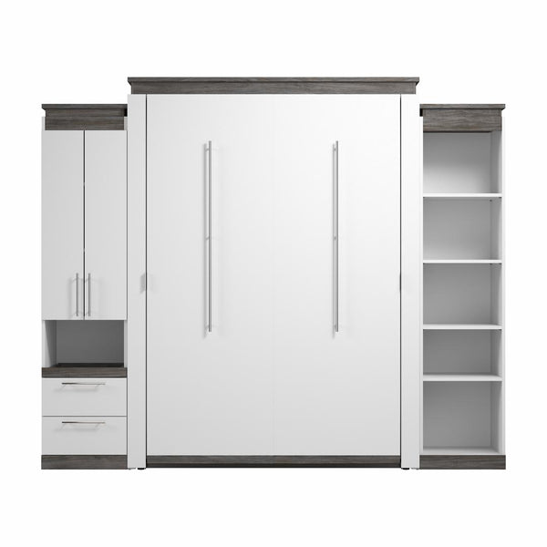 Queen Murphy Bed with Storage Cabinet and Shelves (106W)