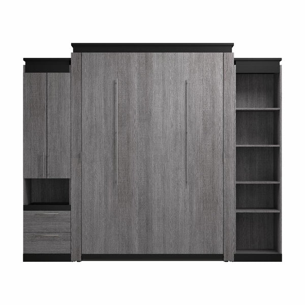 Queen Murphy Bed with Storage Cabinet and Shelves (106W)