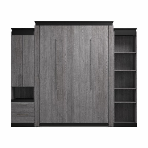 Queen Murphy Bed with Storage Cabinet and Shelves (106W)